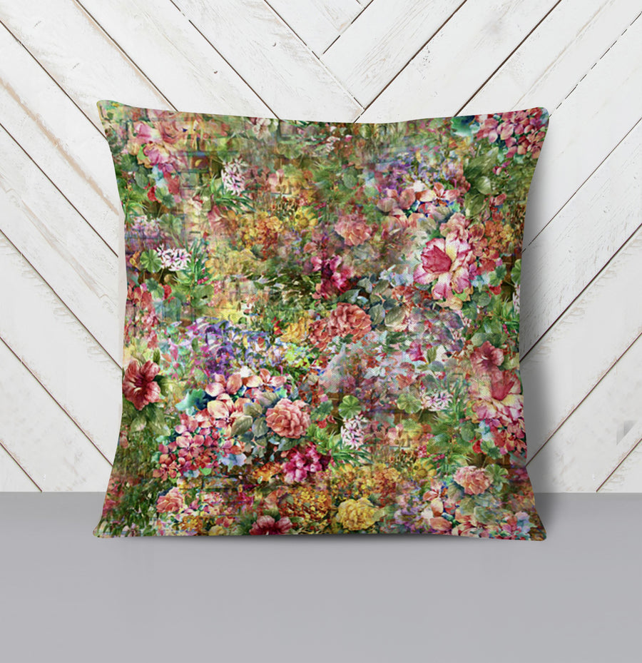 Vintage Garden Collage Throw Pillow Cover