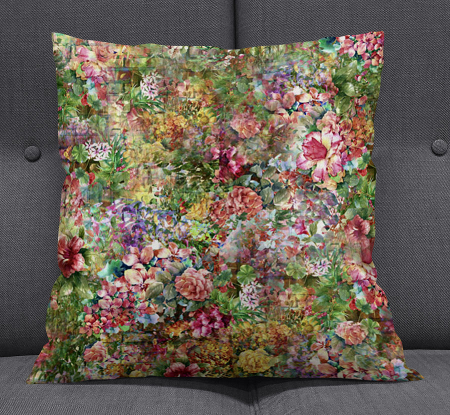 Vintage Garden Collage Throw Pillow Cover
