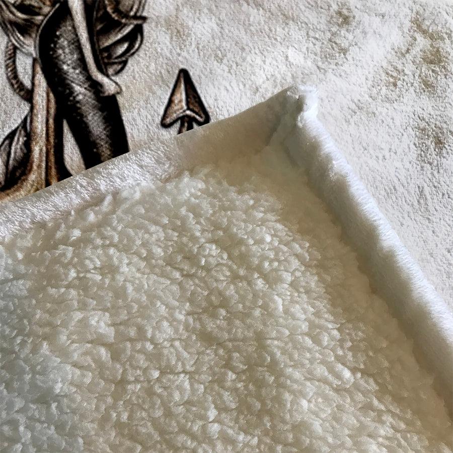 Gray Anchor Nautical Illustration Artwork Fleece Sherpa Blanket
