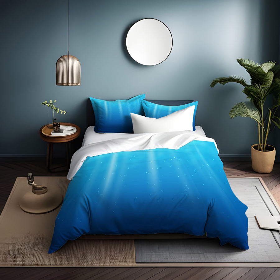 Blue Underwater Light Gradient Pattern Duvet Cover