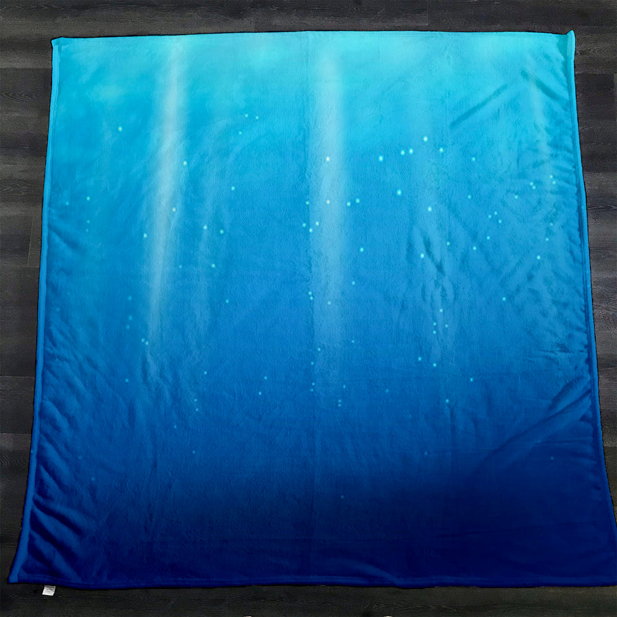 Blue Underwater Light Gradient Pattern Fleece Sherpa Blanket