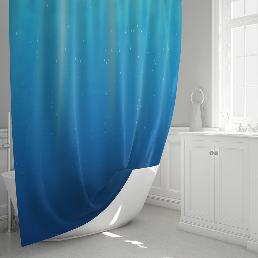Blue Underwater Light Gradient Pattern Shower Curtain