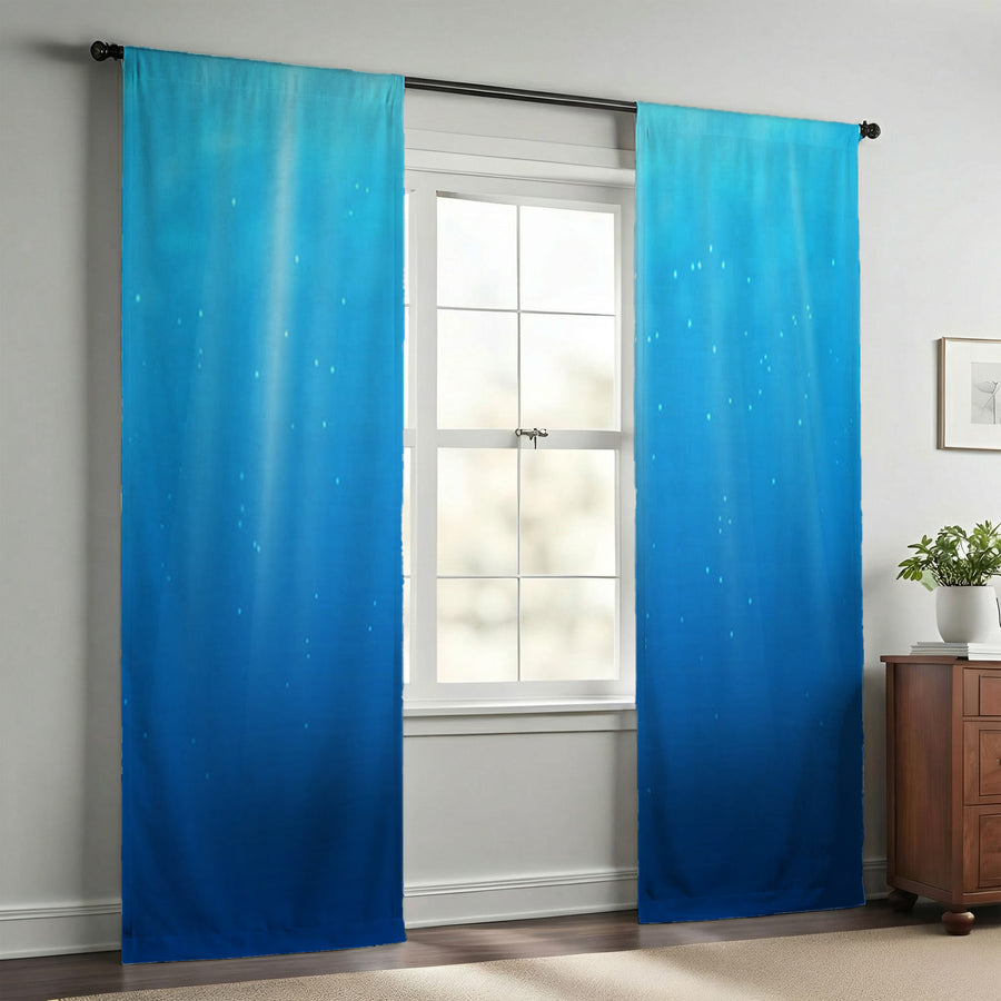 Blue Underwater Light Gradient Pattern Window Curtains