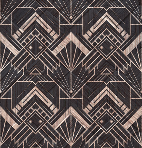 Brown Art Deco Geometric Tile Pattern