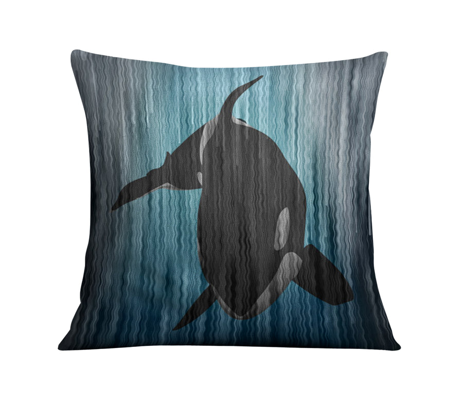 Navy Orca Ocean Silhouette Artwork Throw Pillow Cover
