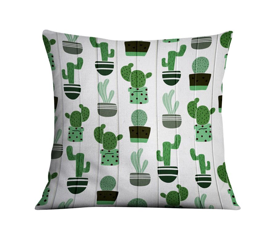 Green Potted Cactus Botanical Pattern Throw Pillow Cover