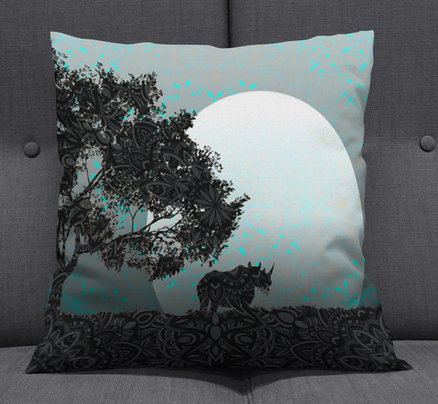 Green Misty Forest Landscape Artwork Throw Pillow Cover