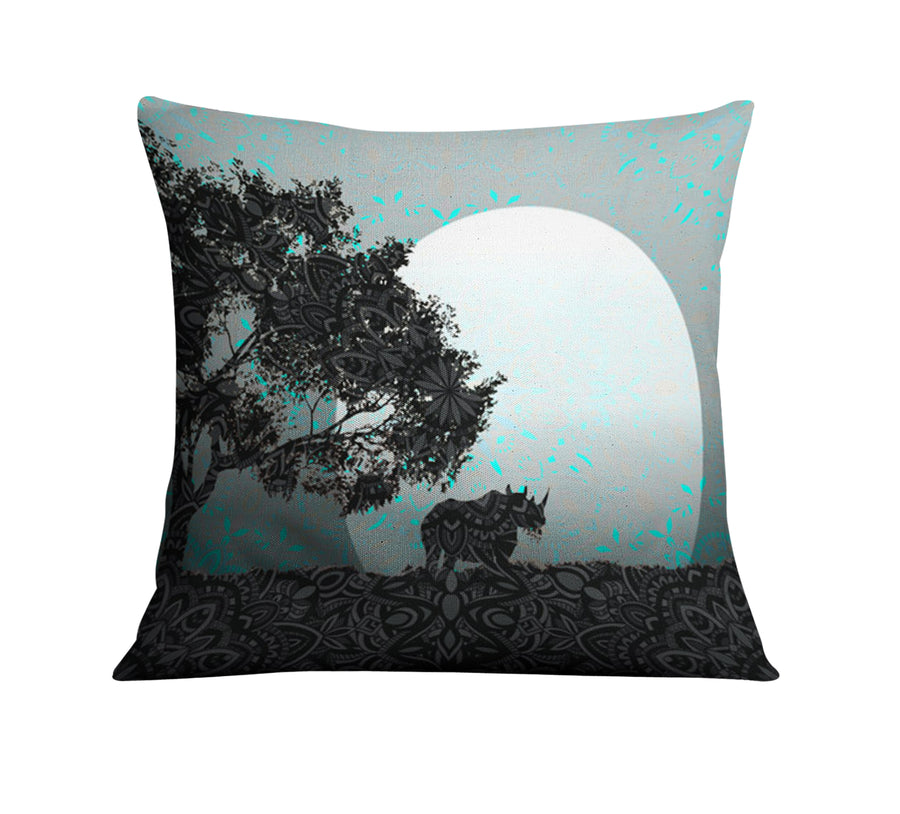 Green Misty Forest Landscape Artwork Throw Pillow Cover