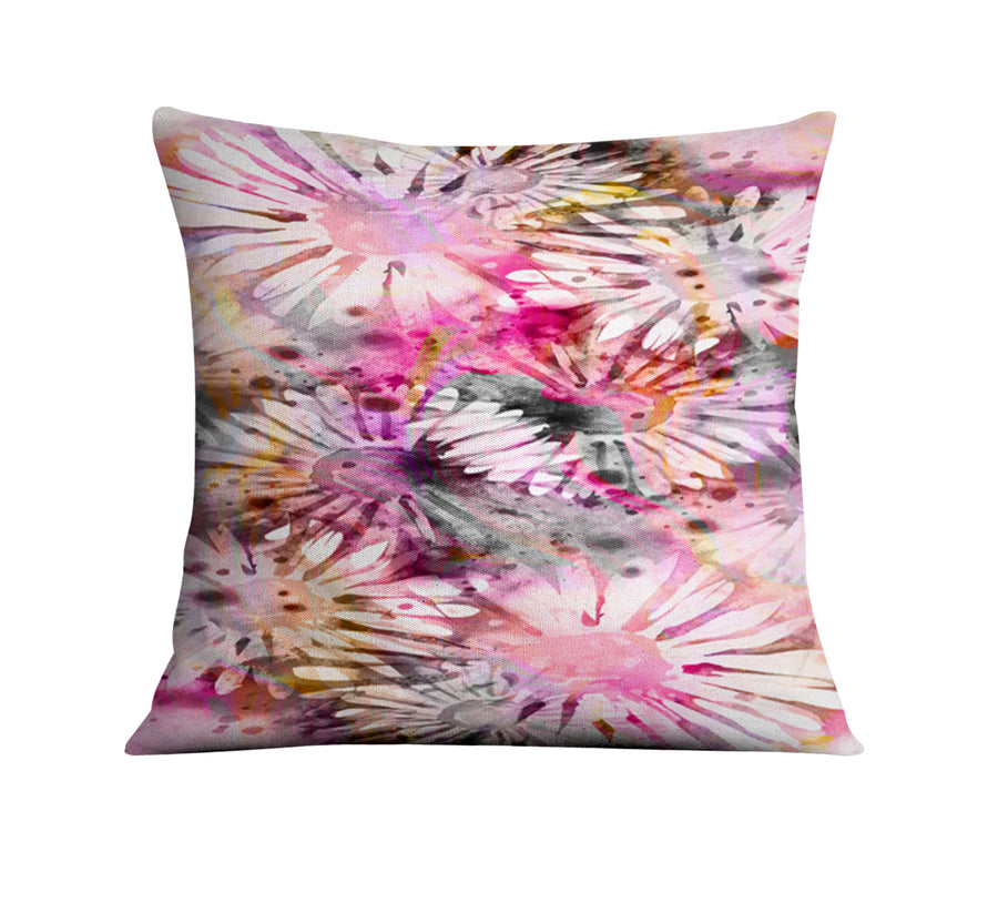Pink Daisy Floral Burst Pattern Throw Pillow Cover