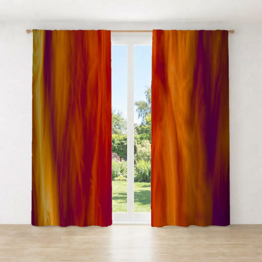 Boho Fire Grunge Window Curtains