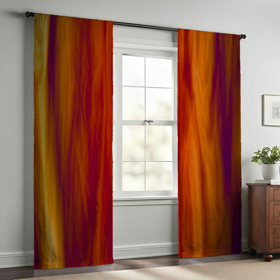 Boho Fire Grunge Window Curtains