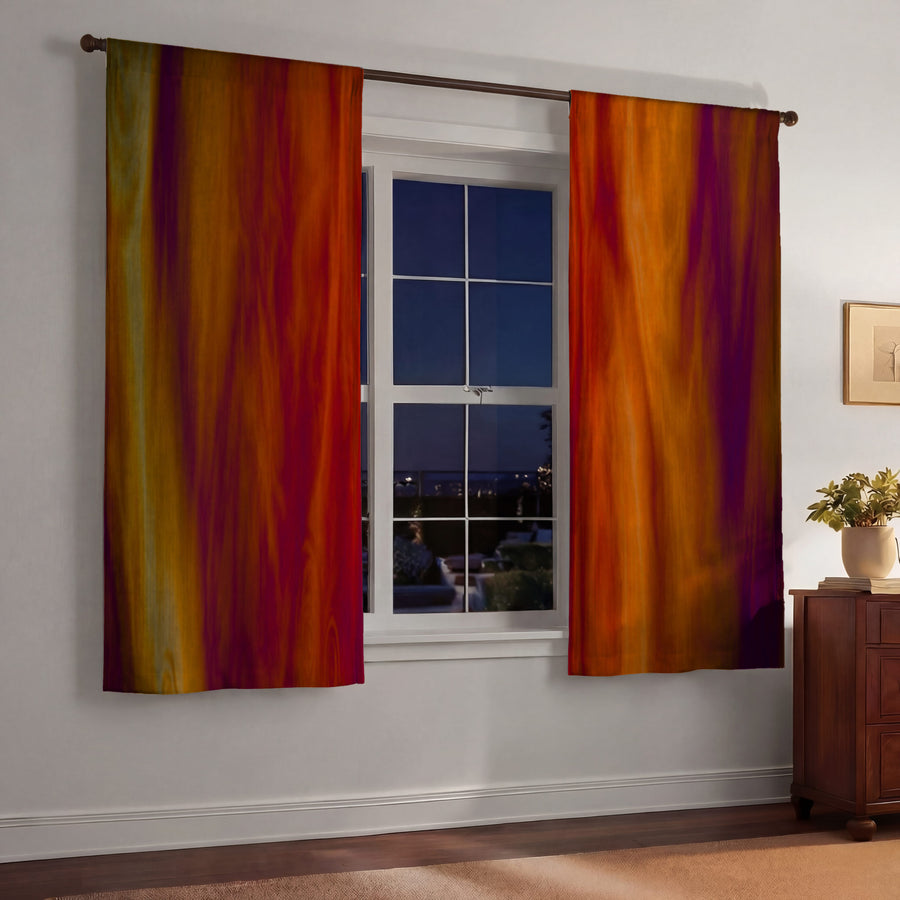 Boho Fire Grunge Window Curtains