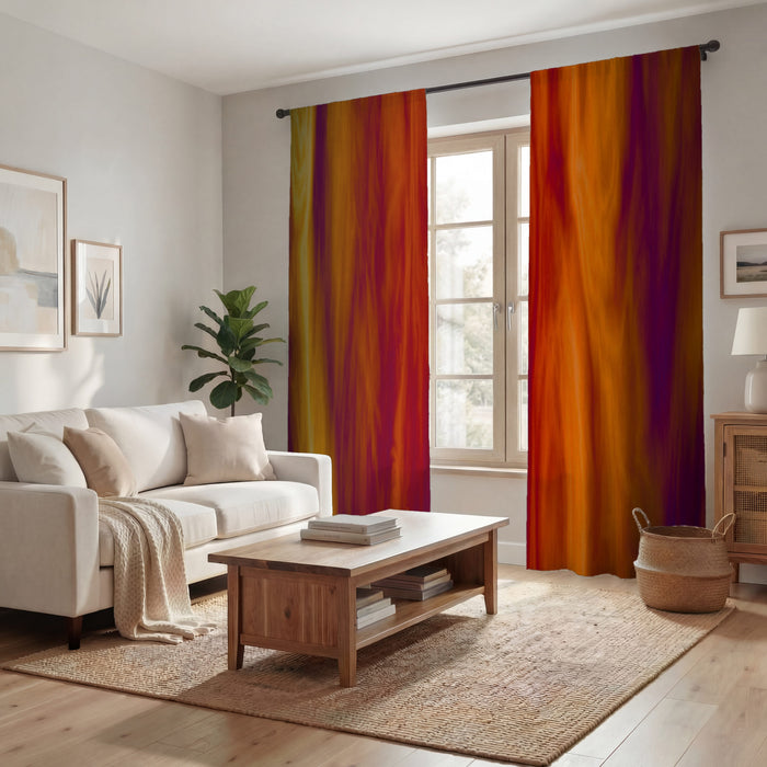 Boho Fire Grunge Window Curtains