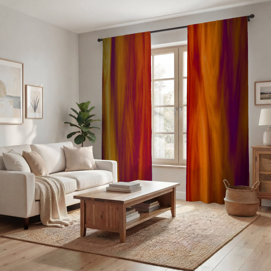 Boho Fire Grunge Window Curtains