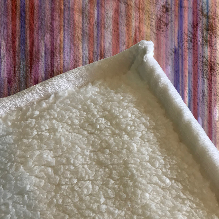 Purple Vertical Watercolor Stripe Pattern Fleece Sherpa Blanket