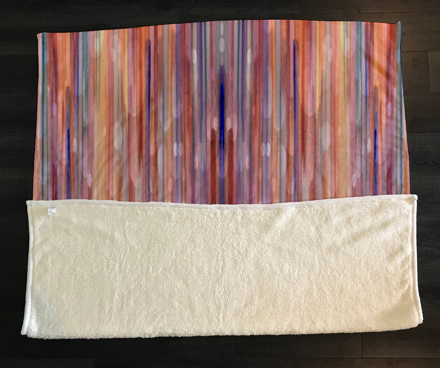 Purple Vertical Watercolor Stripe Pattern Fleece Sherpa Blanket