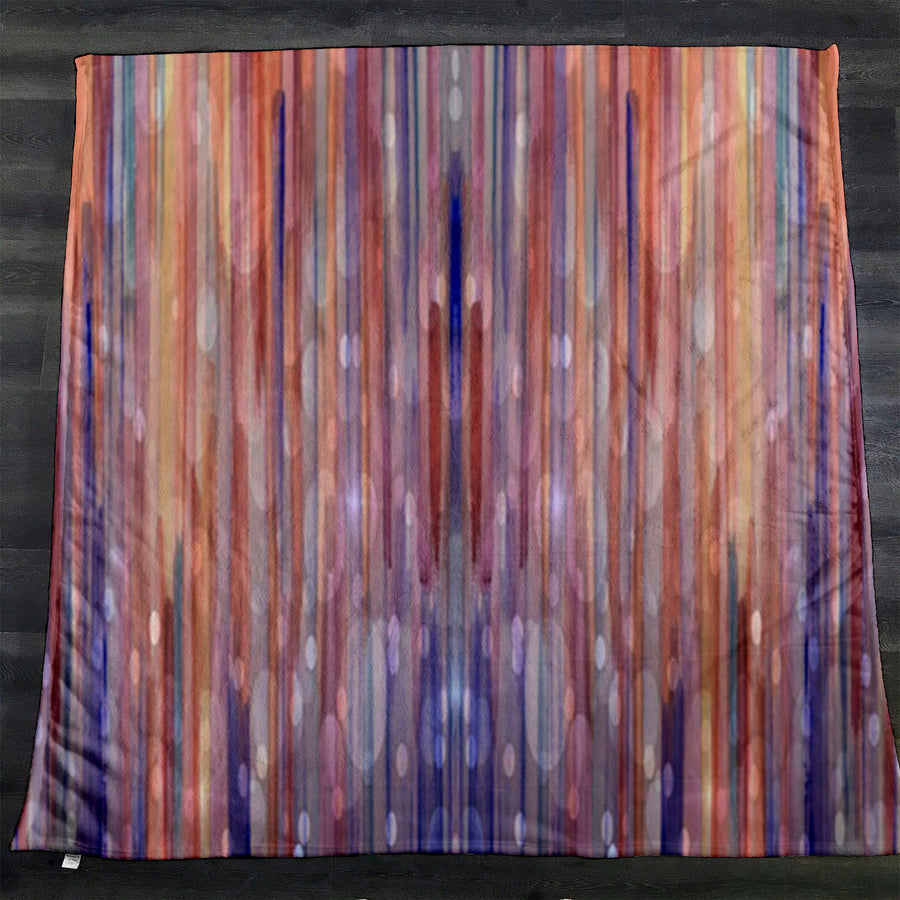 Purple Vertical Watercolor Stripe Pattern Fleece Sherpa Blanket