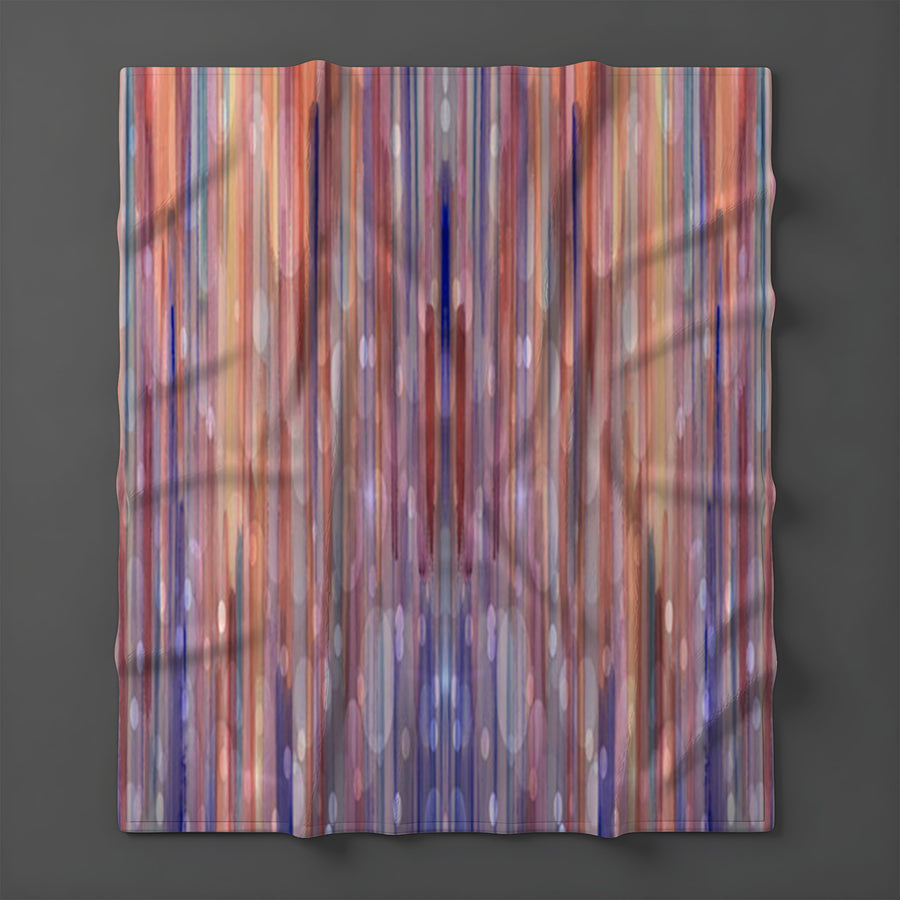 Purple Vertical Watercolor Stripe Pattern Fleece Sherpa Blanket