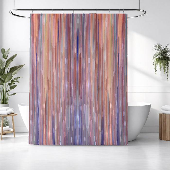 Purple Vertical Watercolor Stripe Pattern Shower Curtain