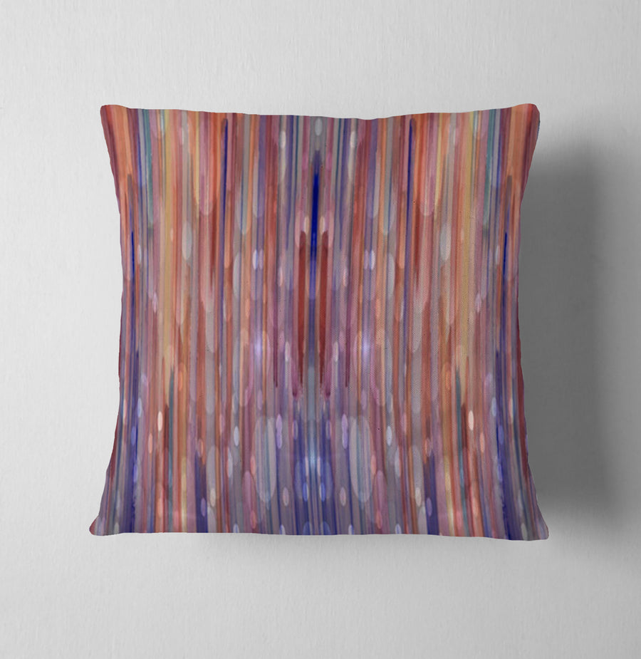 Purple Vertical Watercolor Stripe Pattern Throw Pillow Cover