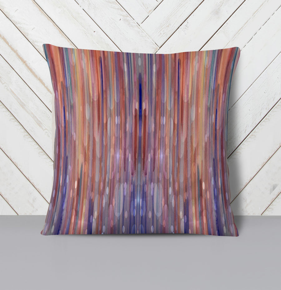 Purple Vertical Watercolor Stripe Pattern Throw Pillow Cover