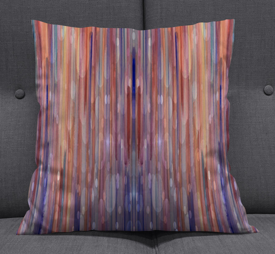 Purple Vertical Watercolor Stripe Pattern Throw Pillow Cover