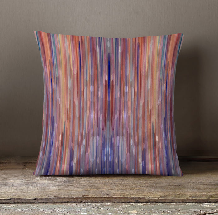Purple Vertical Watercolor Stripe Pattern Throw Pillow Cover