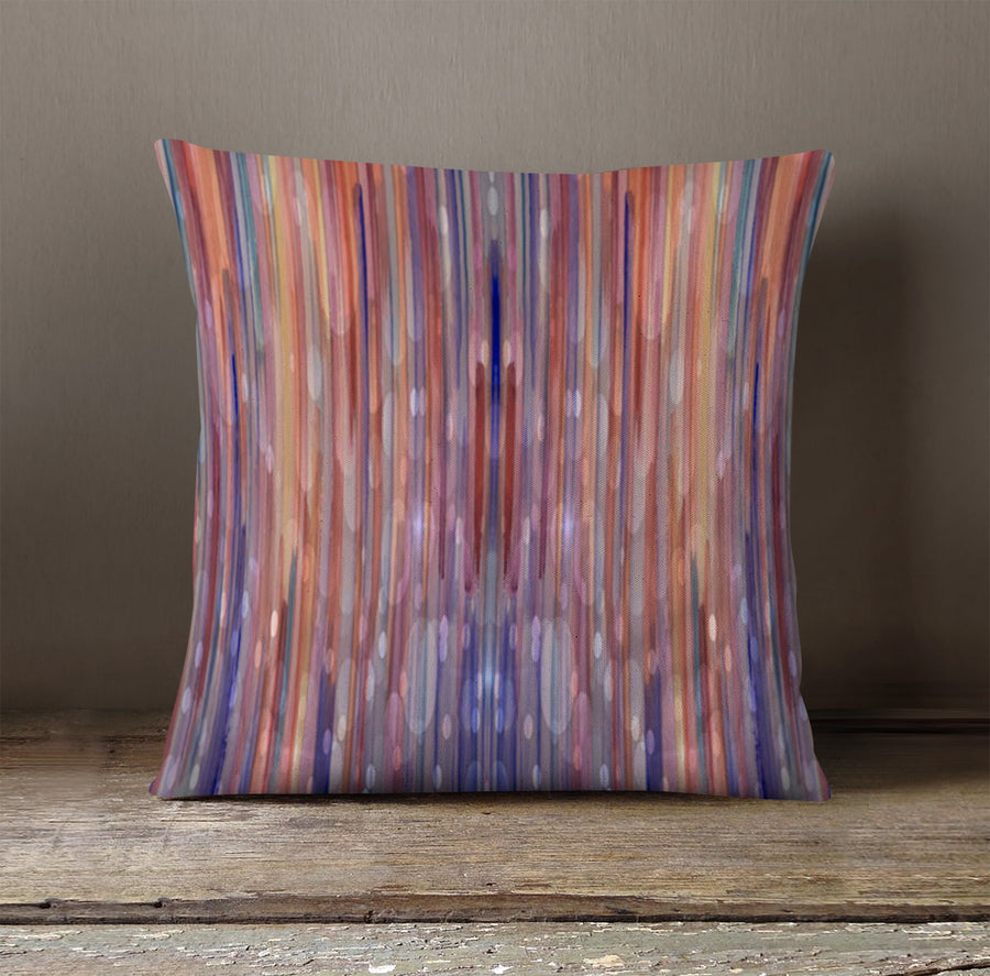 Purple Vertical Watercolor Stripe Pattern Throw Pillow Cover
