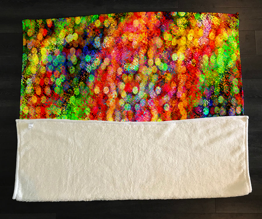 Multicolor Confetti Abstract Texture Pattern Fleece Sherpa Blanket