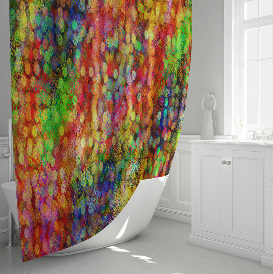 Multicolor Confetti Abstract Texture Pattern Shower Curtain