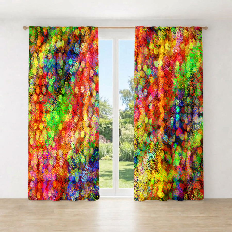 Multicolor Confetti Abstract Texture Pattern Window Curtains
