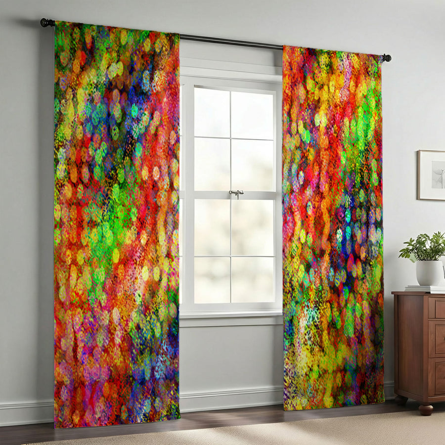 Multicolor Confetti Abstract Texture Pattern Window Curtains
