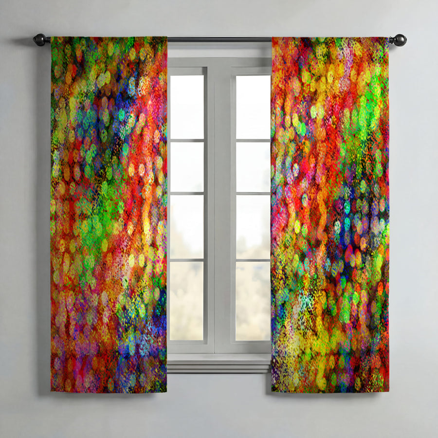 Multicolor Confetti Abstract Texture Pattern Window Curtains