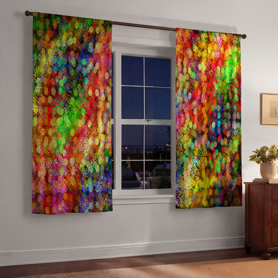 Multicolor Confetti Abstract Texture Pattern Window Curtains
