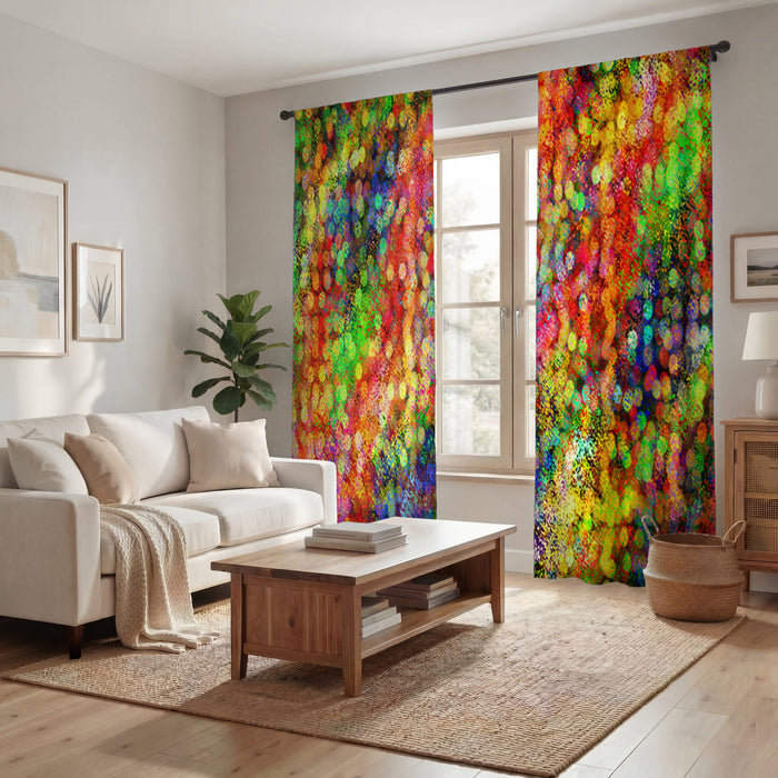 Multicolor Confetti Abstract Texture Pattern Window Curtains