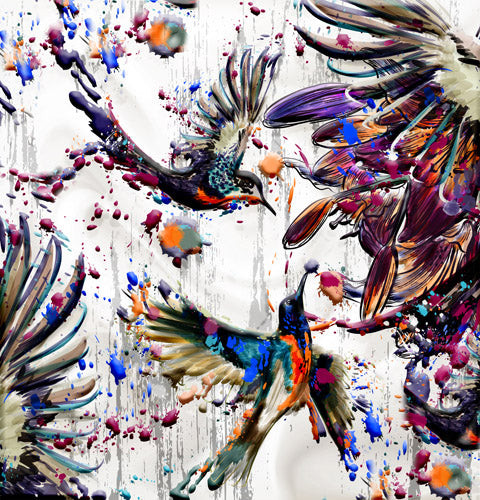 Multicolor Abstract Birds Paint Splash Pattern