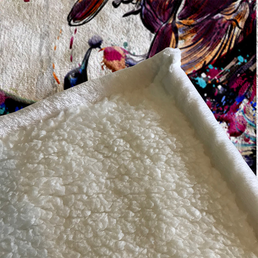 Multicolor Abstract Birds Paint Splash Pattern Fleece Sherpa Blanket