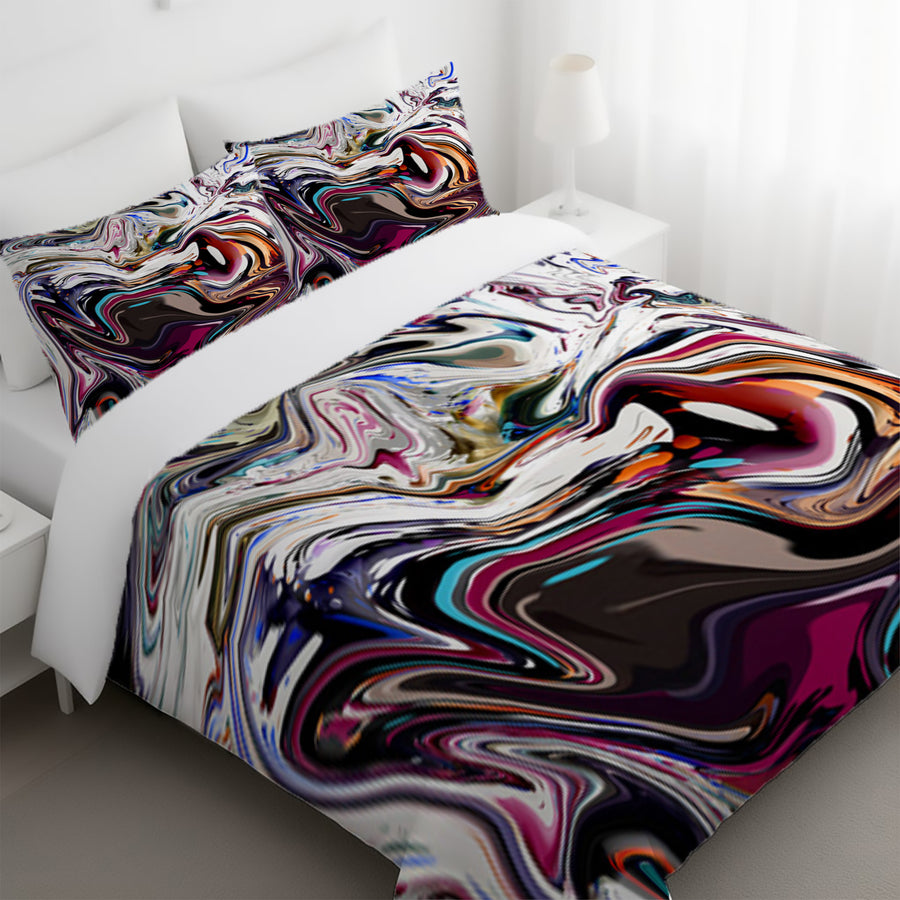 Multicolor Liquid Marble Swirl Pattern Duvet Cover