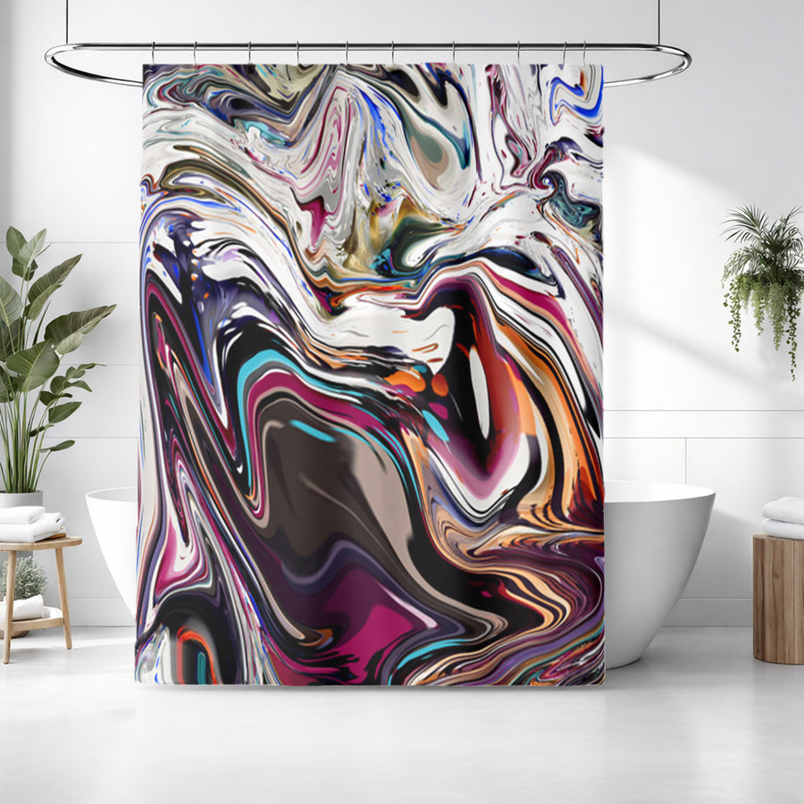 Multicolor Liquid Marble Swirl Pattern Shower Curtain