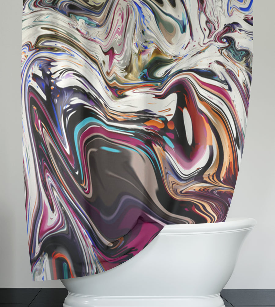 Multicolor Liquid Marble Swirl Pattern Shower Curtain