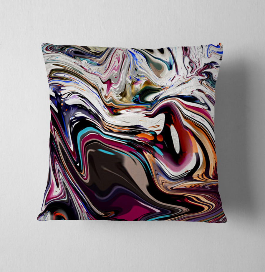 Multicolor Liquid Marble Swirl Pattern Throw Pillow Cover