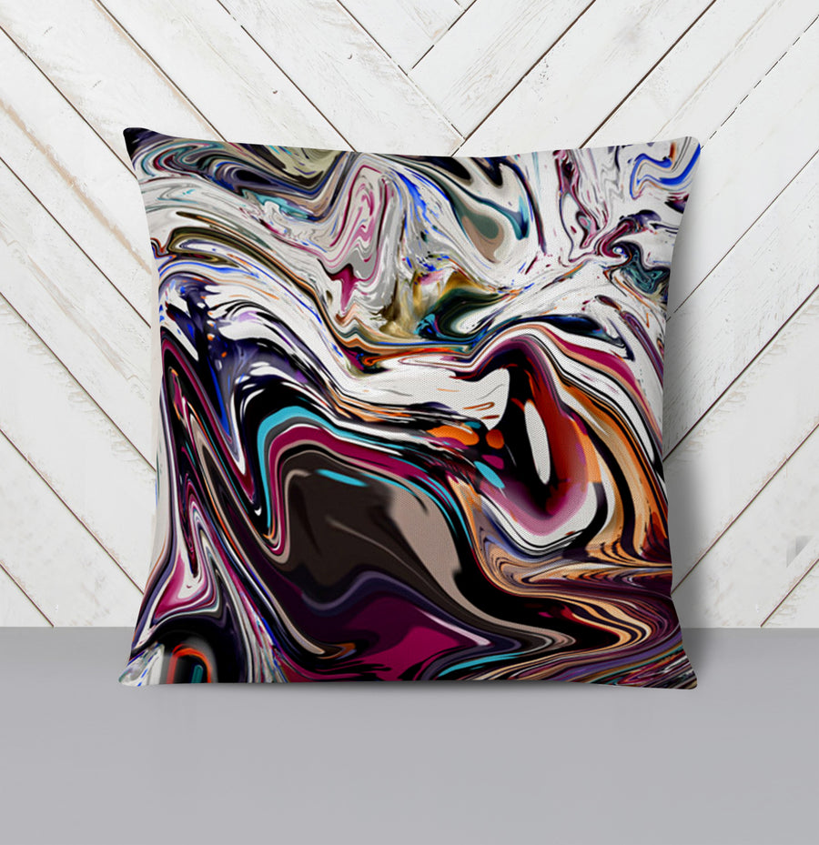 Multicolor Liquid Marble Swirl Pattern Throw Pillow Cover