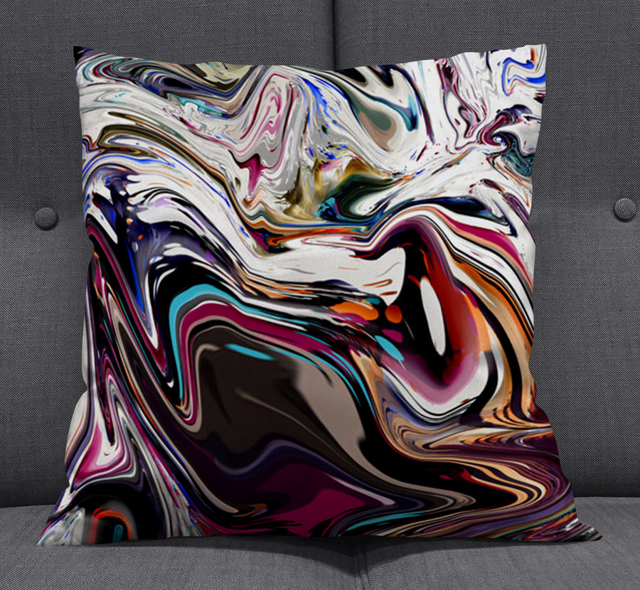Multicolor Liquid Marble Swirl Pattern Throw Pillow Cover