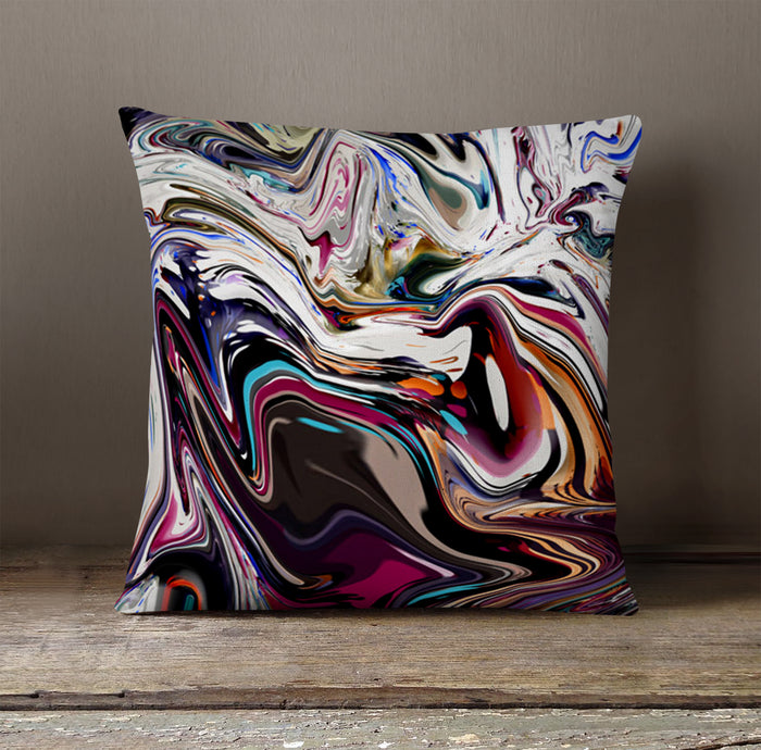 Multicolor Liquid Marble Swirl Pattern Throw Pillow Cover