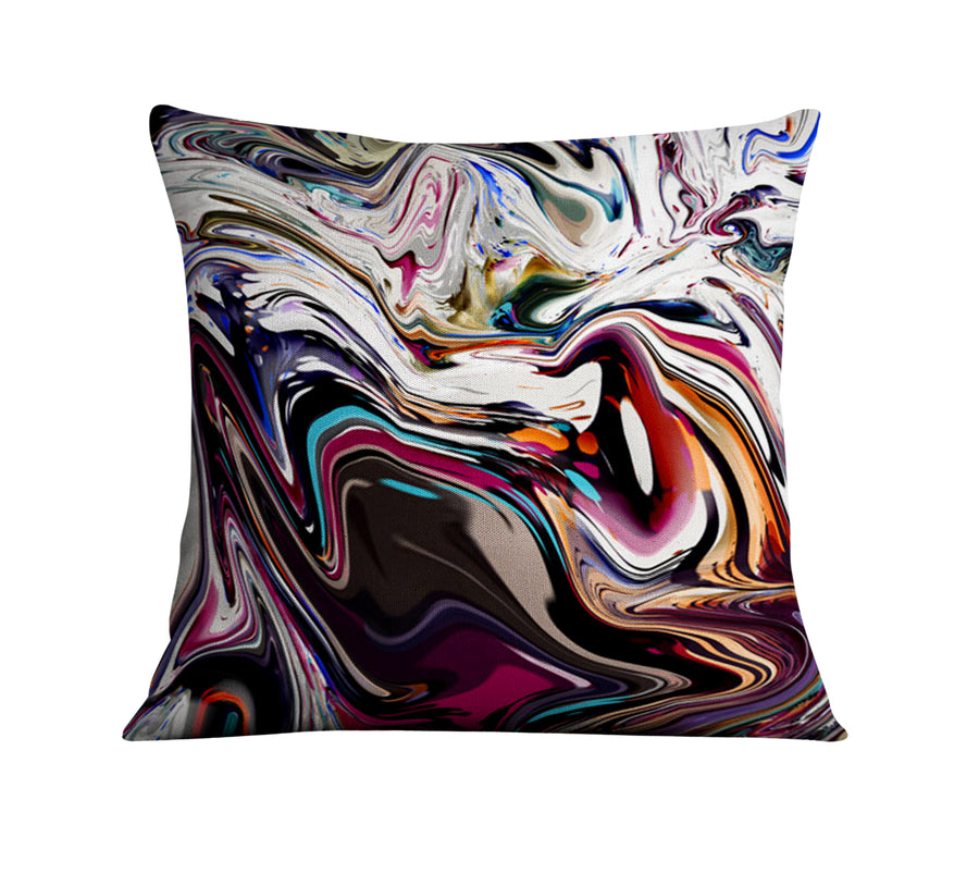 Multicolor Liquid Marble Swirl Pattern Throw Pillow Cover