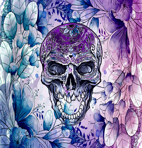 Purple Skull Floral Gothic Pattern