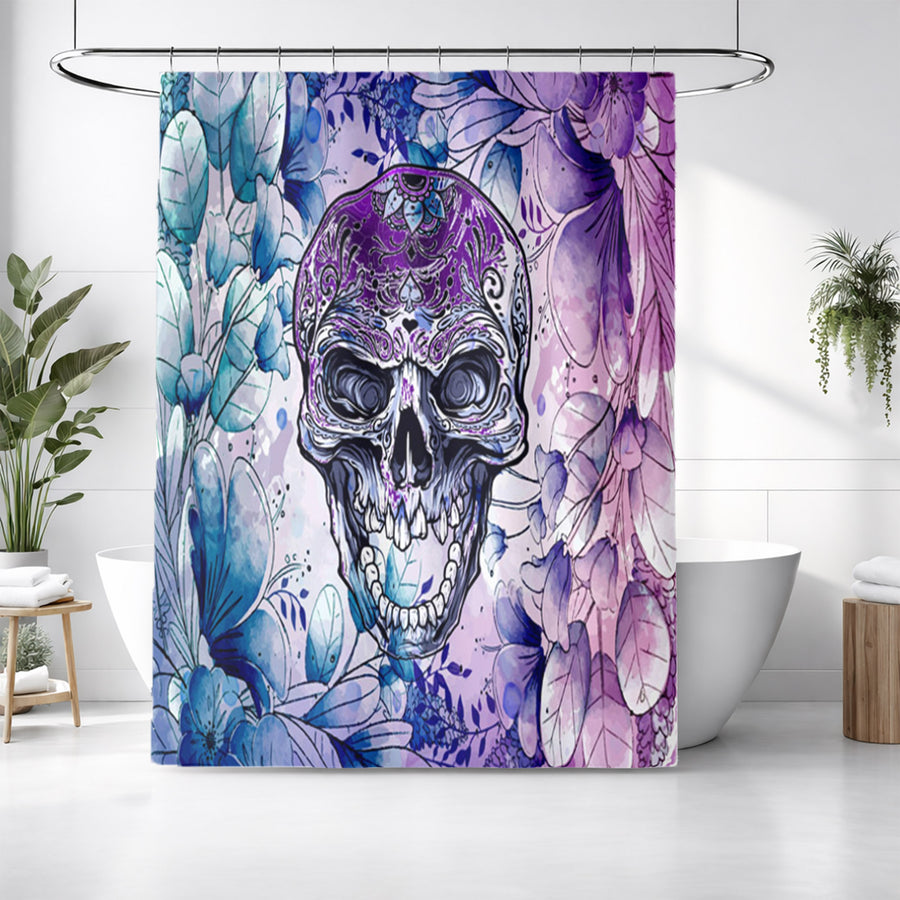 Watercolor Skull Shower Curtain