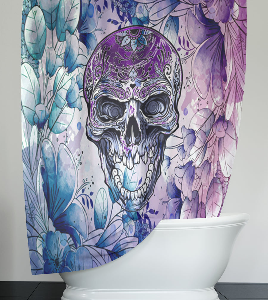 Watercolor Skull Shower Curtain