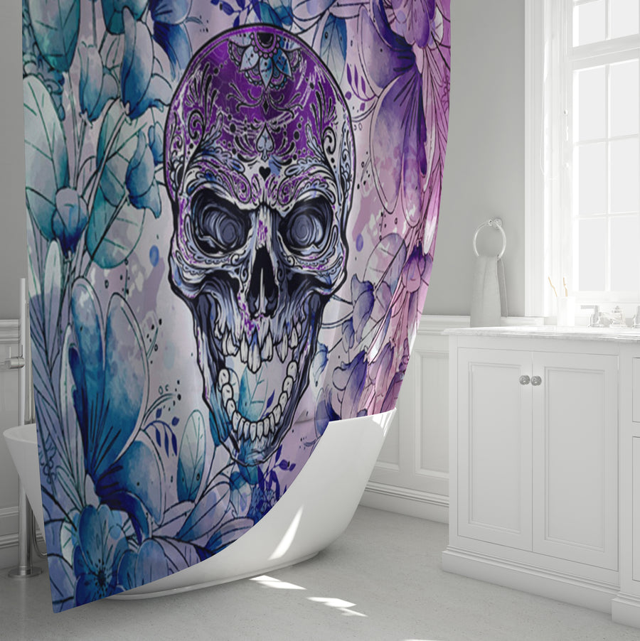 Watercolor Skull Shower Curtain
