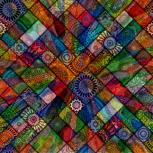 Multicolor Stained Glass Patchwork Pattern